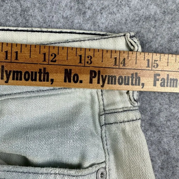 7 Seven For All Mankind 7FAM Jeans Womens 26 Beige Blue Metallic Coated Skinny* - Picture 9 of 16
